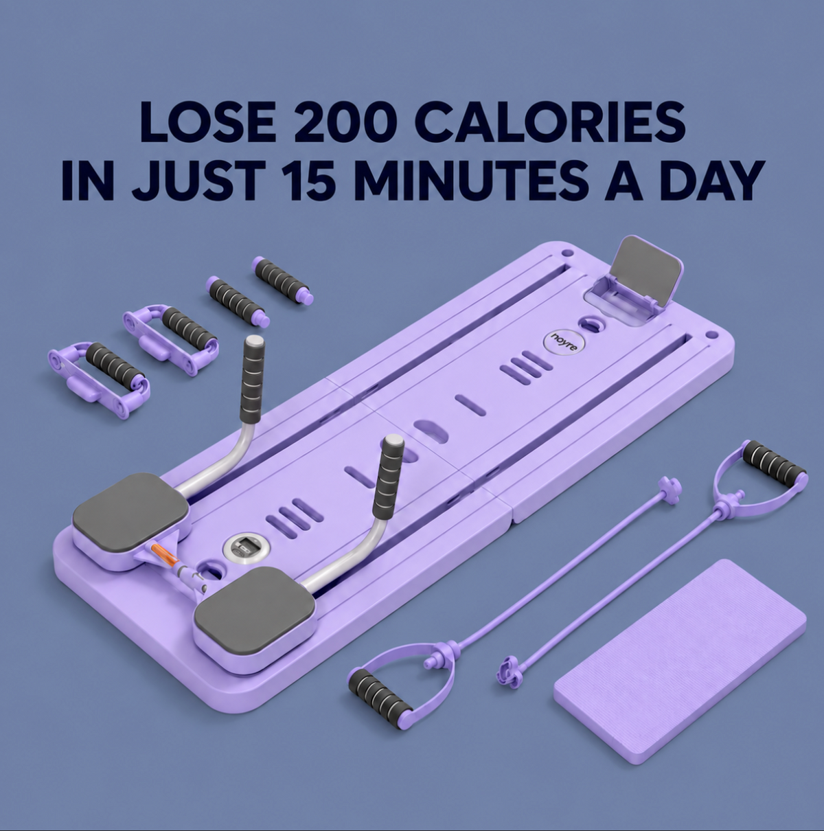 Noyré foldable Pilates reformer board set up for a home Pilates workout